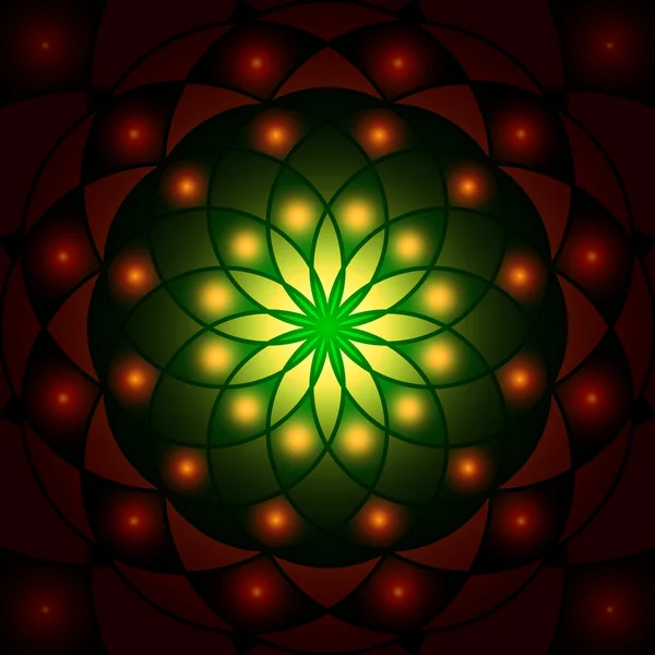 Illustration graphique du fond magique avec des formes éclairées — Image vectorielle