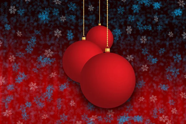 Christmas background with globes over snowy background — Stock Photo, Image