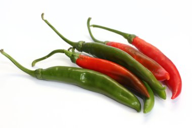 Sıcak kırmızı biber beyaz arkaplanda izole edilmiş