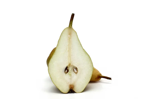 Whole and half pear isolated on white background — Stock Photo, Image