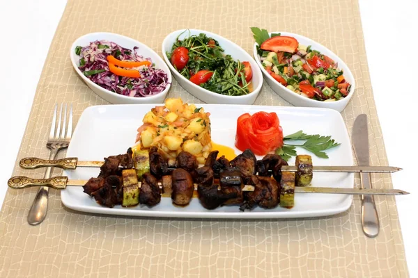 Grill with different types of salad — Stock Photo, Image