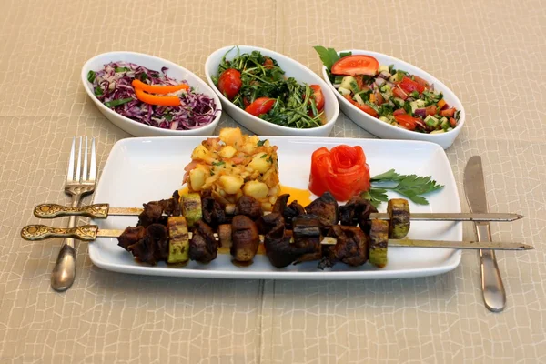 Grill with different types of salad — Stock Photo, Image