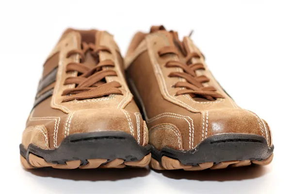 Frontal view of male shoes over white background — Stock Photo, Image