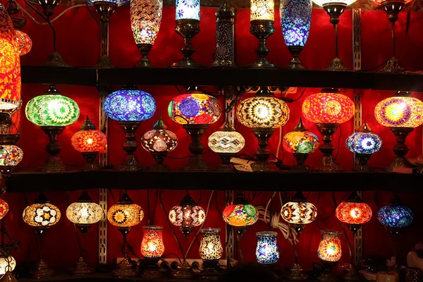 Turkish lamps on market display — Stock Photo, Image