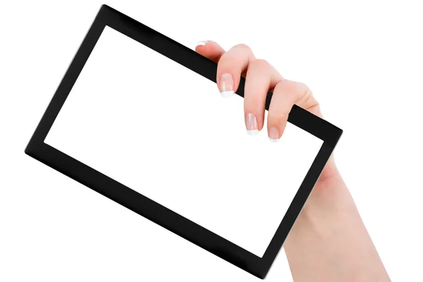 Tablet PC i en ger hand Stockbild