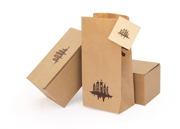 Kartónové krabice, balení, karta prázdná — Stock fotografie