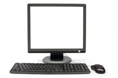 siyah monitör, klavye ve fare 