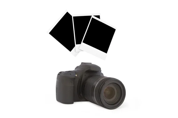 Camera and three foto from their — Stock Photo, Image