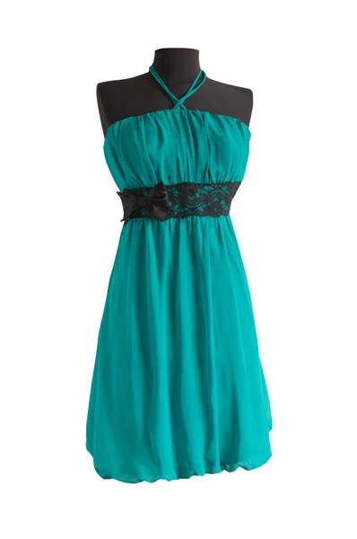 Robe aquamarine avec ceinture noire sur un mannequin — Photo