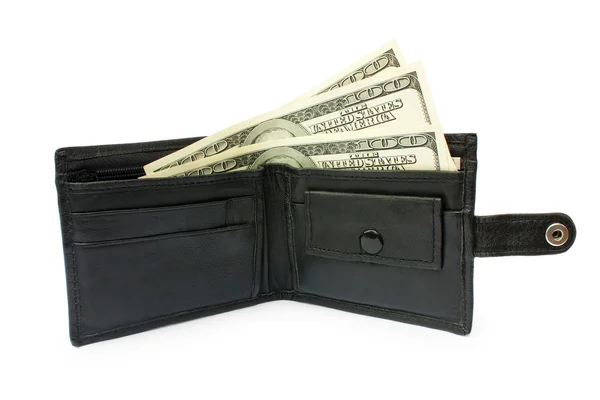 Money into the openin a purse — Stock Photo, Image