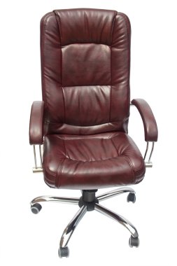 leather upholstered office chair of claret color clipart