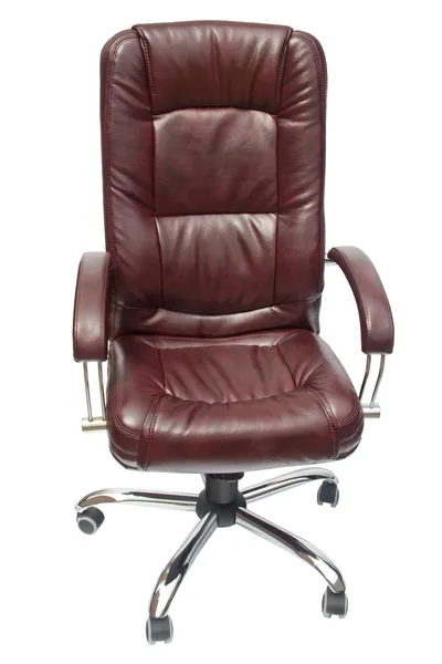 Cadeira de escritório estofada de couro de cor clarete — Fotografia de Stock