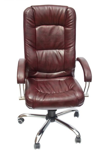 leather upholstered office chair of claret color