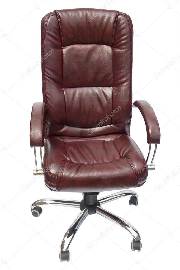 leather upholstered office chair of claret color