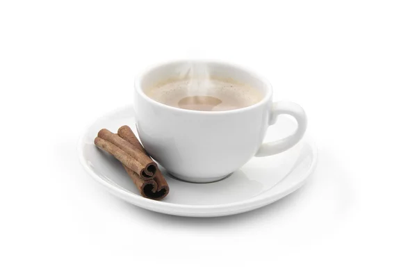 Cup of coffee with cinnamon sticks — Stock Photo, Image