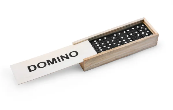 Dominostein in die Box — Stockfoto