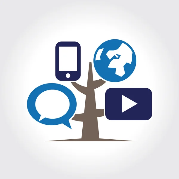 Digital tree icon logo template. — Stock Vector