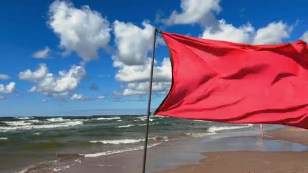 Danger Swimming Because Red Flag Raised Real Time — Vídeos de Stock