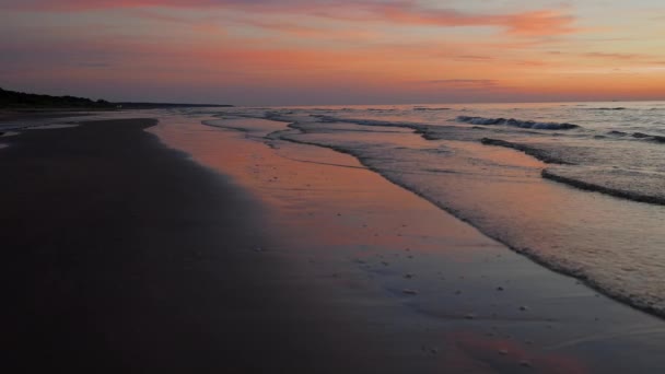 Beautiful Sunrise Sunset Sea Many Waves Coming Right Left Slow — Stok video