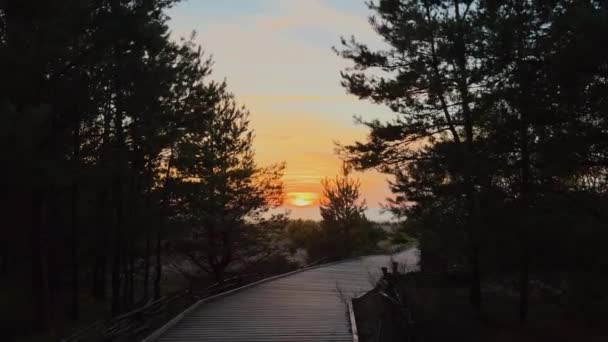 Mobile Shot Sunset Wooden Walkway Beautiful Sea Scenery Evening Real — Stok video