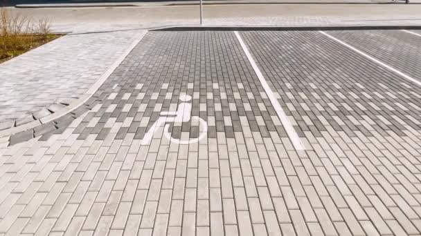 Many Disabled Parking Signs Pavement Mall Real Time — Stockvideo