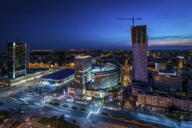 Night panorama of Warsaw clipart