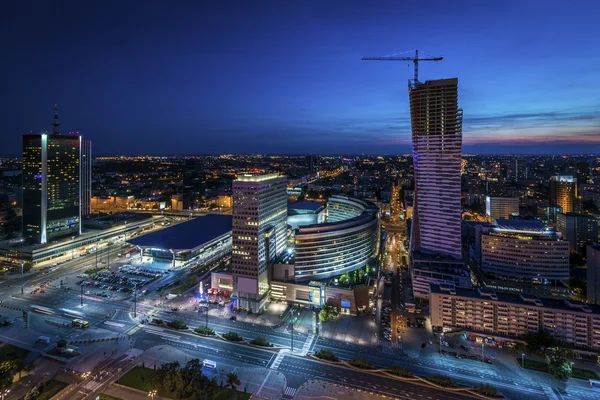 Nacht panorama van Warschau — Stockfoto