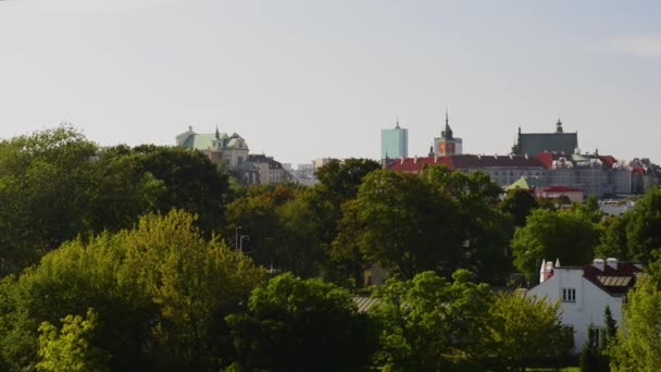 Panorama över gamla stan i Warszawa — Stockvideo