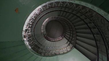 Spiral stairs hall abstract point of view from down