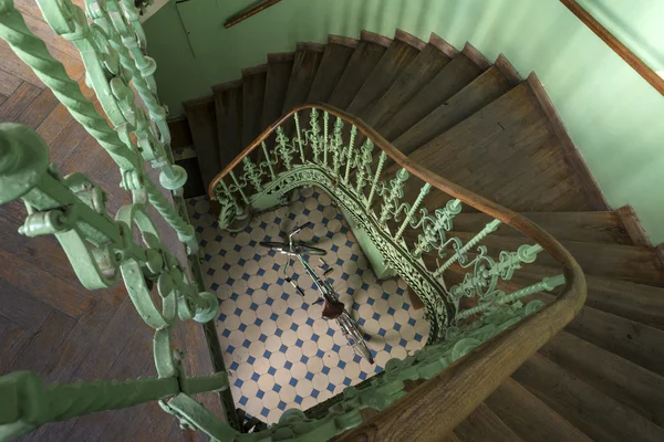 Old, retro and green staircase — Stock Photo, Image