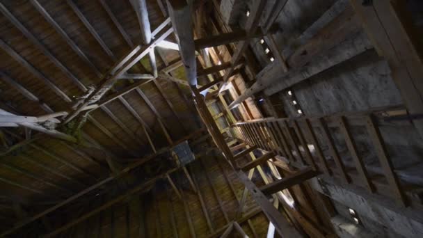 Old wooden barn roof — Stock Video