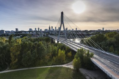 Panorama of Warsaw in Poland clipart