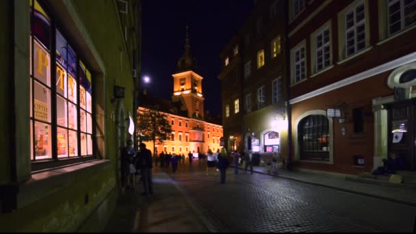 Straat van de oude stad Warschau, Polen. — Stockvideo