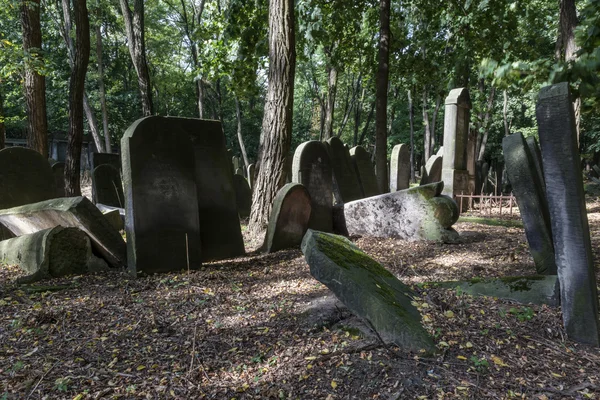 Tumbas antiguas en el histórico cementerio judío de Varsovia, Polonia — Foto de Stock