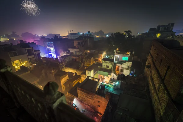 Paisaje urbano de Deli durante el festival Diwali — Foto de Stock