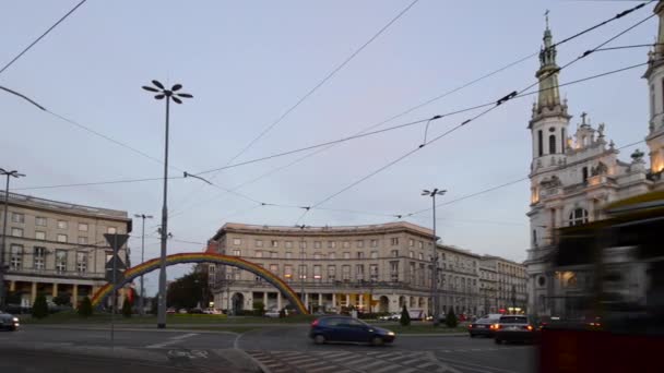 Zbawiciela square with rainbow decoration — Stock Video