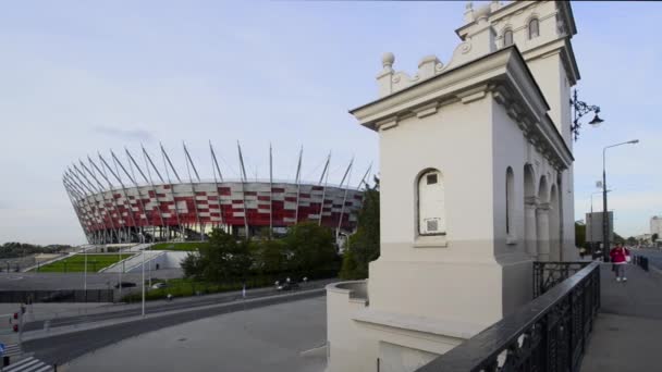 Nationale stadion, warsaw, Polen. — Stockvideo