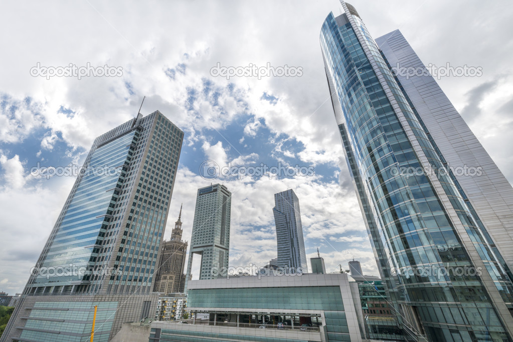 Panorama of financial center of Warsaw, Poland