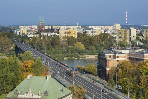 Stadsgezicht van Warschau, Polen, slasko-dabrowski brug. — Stockfoto