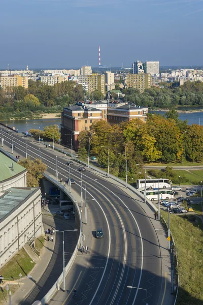 Cityscape of Warsaw, Poland, Slasko-Dabrowski bridge. — Stock Photo, Image