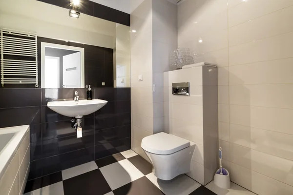 Modern bathroom in beige color — Stock Photo, Image