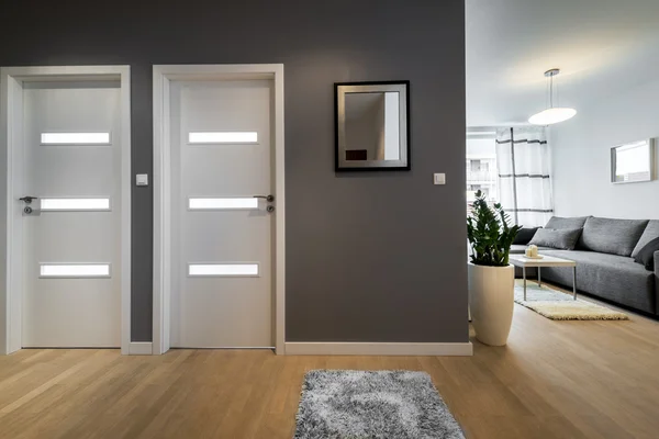 Corridor and living room  in modern apartment — Stock Photo, Image