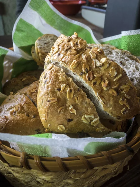 Close-up of traditional bread in a basket — Stock Photo, Image