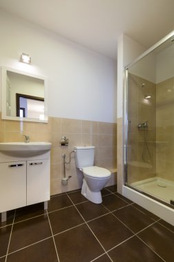 modern banyo lavabo, tuvalet ve duş.