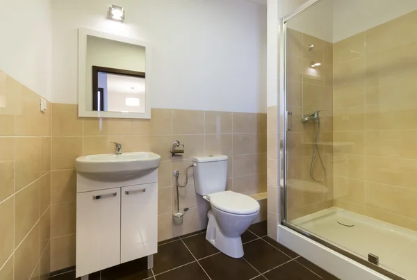 Modern bathroom with sinks, toilet — Stock Photo, Image