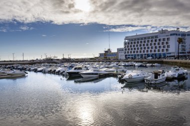 faro şehir, Portekiz Marina geniş görüş.