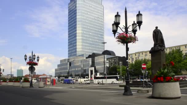 Banka Meydanı, Varşova, Polonya — Stok video