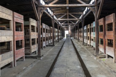 Inside of barrack in concentration camp Auschwitz, Oswiecim, Poland clipart