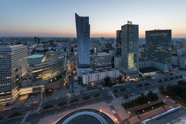 Panorama of Warsaw city center during sundown — Stock Photo, Image