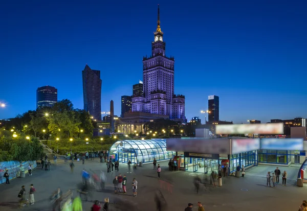 Night view of Warsaw center, — Stock Photo, Image